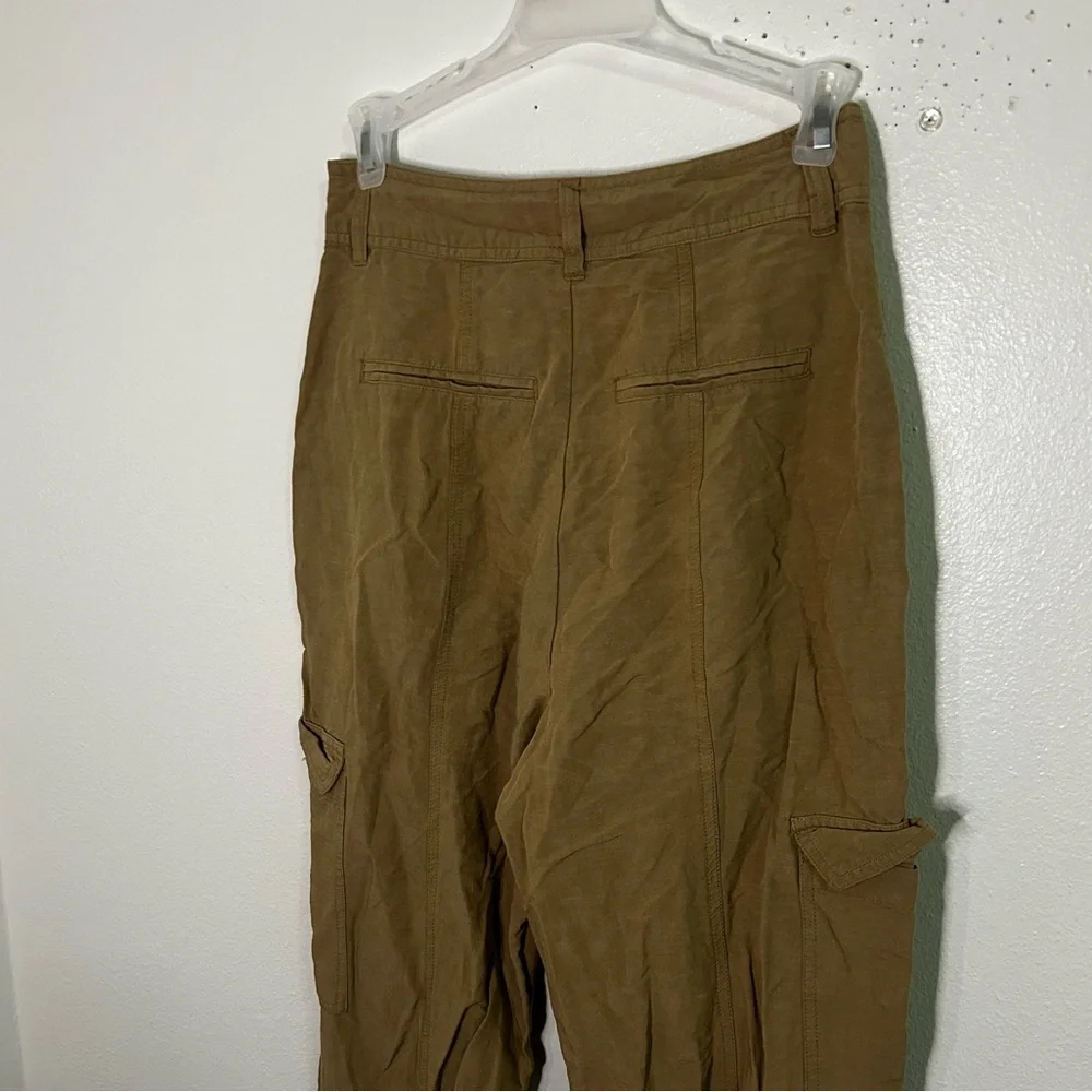 Zara linen blend khaki color cargo pockets pants